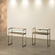 Vitrine T-Métal table 95x45xH95cm 1 bande LED - bronze