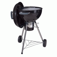 WellHome - Barbecue au charbon avec couvercle et roues Ø54x94cm avec grille chromée et grille à charbon - noir inox WH17579