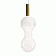 Zafferano Lampe à suspension Sfer'Otto avec diffuseur en verre borosilicate soufflé, finition Or et Transparent sablé, LED 8W 3000K IP40 - doré 80
