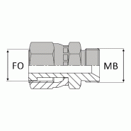 Adaptateur droit femelle tournant ORFS x mâle BSP - Bague BS - Cône 60° - FORFS9/16 / MBSPCT1/8