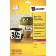 AVERY 960 étiquettes polyester ultra-résistantes Laser blanc, rond Ø 30 mm (20 feuilles A4 / cdt) - 4004182048405