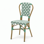Bistromania Chaise de terrasse AUTEUIL - Tressage Vert et Blanc - EA252_0