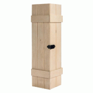 Boîte 1 bouteille en bois neutre avec fermeture en métal - 10.8x10.5x37cm - couleur naturelle