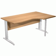 Bureau d'angle 160 x 80/100 cm compact sur pied métallique en 