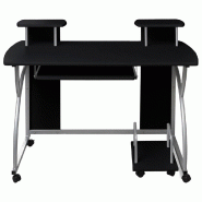 Bureau d'ordinateur Noir 110x52x88,5 cm Bois d’ingénierie Modèle Atlas Prestige - Bois manufacturé 20582