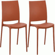 CLP Lot de 2 chaises de jardin Meton Plastique HBT: 81x42x49 cm Terre cuite - orange 328101