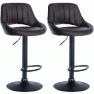 CLP Lot de 2 tabourets de bar Milet similicuir Marron/Métal noir mat - marron polyester 324562 CLP Lot de 2 tabourets de bar Milet similicuir Marron/Métal noir mat - marron polyester 324562