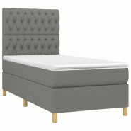 Décoshop26 - Cadre de lit LED avec sommier tête de lit matelas 100x200 cm tissu gris foncé TDL0208454 - gris 3001541047766