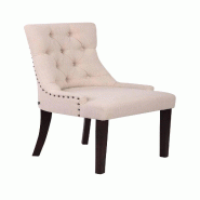 Décoshop26 - Chaise de salle à manger bureau ou coiffeuse capitonné en tissu crème pied foncé FAL10062 - beige 3000351072104