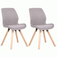 Décoshop26 - Lot de 2 chaises de salle à manger en tissu gris style scandinave pieds bois CDS101131 - gris 3002464032693 Décoshop26 - Lot de 2 chaises de salle à manger en tissu gris style scandinave pieds bois CDS101131 - gris 3002464032693