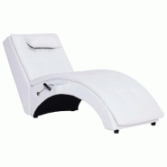 Décoshop26 - Méridienne chaise longue pour intérieur fonction massage en PVC blanc DEC026129 - blanc 3000255638529