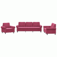 Ensemble de canapés 3 pcs avec coussins Rouge bordeaux Velours Modèle Pervanis - 8721012071414