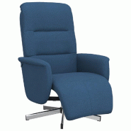 Fauteuil inclinable avec repose-pieds bleu tissu Modèle Arveline - 356568