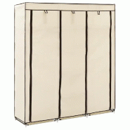 Helloshop26 - Armoire portable avec compartiments et barres utilisation chambre 150 x 45 x 175 cm design pratique en tissu crème 02_0046445 - 3000234