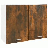 Helloshop26 - Armoire suspendue cuisine design moderne espace de rangement 80 x 31 x 60 cm en bois d'ingénierie chêne fumé 02_0048203 - Bois massif