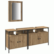 Helloshop26 - Ensemble de meubles de salle de bain moderne 80 x 30 x 60 cm avec miroir 2 étagères en bois d'ingénierie marron 02_0055930 - 30002392