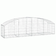 Panier de gabions clôture cage mur de soutènement arqué 200 x 50 x 40/60 cm fer galvanisé Argent 02_0040042 - métal 3000218936433