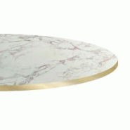 Restootab Plateau Ø90 decor marbre olympo chants laiton - blanc Bois manufacturé PL-R90M-MB.OLYM-LAI Restootab Plateau Ø90 decor marbre olympo chants laiton - blanc Bois manufacturé PL-R90M-MB.OLYM-LAI