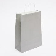 Sac kraft gris poignées torsadées 27x12x37cm - par 50 - format intermédiaire multiusage