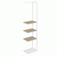 Suite structure Cage blanc base métal 58x40x240cm 3 tablettes taupe