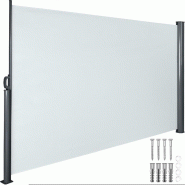 TecTake GmbH TECTAKE, store latéral extensible opaque, mécanisme d'enroulement, toile polyester hydrofuge gris, 300x9x160 cm - gris multi-matériau