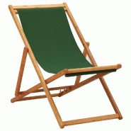 VidaXL Chaise Pliable De Plage Bois D Eucalyptus Et Tissu Vert - vert 310315