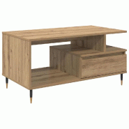 VidaXL Table basse Chêne artisanal 90 x 49 x 45 cm Bois d'ingénierie Modèle Helios Premium - 882706