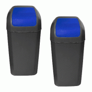 WellHome - Set Poubelles avec Couvercle Basculant 2x15L, Couleur Bleue - bleu plastique PK6674