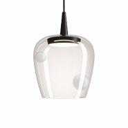 Zafferano Lampe à Suspension Bilia LED 230V 8W 3000K Diamètre 27cm Verre Borosilicate Soufflé à la Bouche Couleur Noir Sablé Design Contemporain