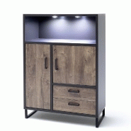 BUFFET HAUT HALTON 2 TIROIRS 2 PORTES 1 NICHE DÉCOR CHÊNE GRIS COSMOS