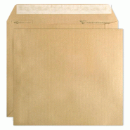 Clairefontaine Boîte de 500 pochettes kraft Mille Raies 162x229/C5, 90 g/m², adhésive avec bande - marron 742C