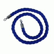 Cordon tressé  avec mousqueton acier - Bleu / Chrome