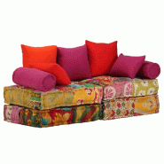 Décoshop26 - Coussins de sol poufs modulaire chaise longue en tissu 2 places en tissu Patchwork DEC021229 - 3001425869606