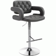 Décoshop26 - Tabouret de bar x1 avec repose-pied et accoudoirs capitonné en PVC gris support en métal chromé 10_0004791 - gris 3000252293080 Décoshop26 - Tabouret de bar x1 avec repose-pied et accoudoirs capitonné en PVC gris support en métal chromé 10_0004791 - gris 3000252293080