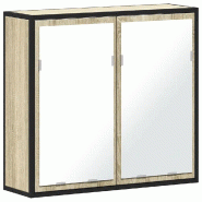 Helloshop26 - Armoire de salle de bain avec miroir fixation murale 65 x 20 x 60 cm style industriel en bois chêne sonoma 02_0049648 - verre 300023594