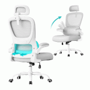 Helloshop26 - Chaise de bureau chaise ergonomique avec tissu en maille double couche accoudoirs rabattables soutien lombaire et 12_0004854 - acier 300