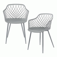 Helloshop26 - Lot de 2 chaises de salle à manger salon design moderne cuisine 82 x 56 x 52 cm gris clair 03_0009624 - 3000224788446