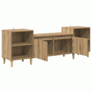 Helloshop26 - Meuble TV rectangulaire rustique salon rangement pratique style moderne 160 x 35 x 55 cm en bois chêne artisanal 02_0052697 - Bois mass