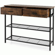 Helloshop26 - Table console 100 x 30 x 81,5 cm avec 2 tiroirs et 2 étagères style industriel en métal marron 20_0013844 - 3000227958808