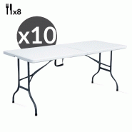 Lot de 10 tables pliantes 8 places 180cm