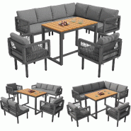 Merax ensemble de chaises de jardin, 8 personnes, tressage corde, résistant aux intempéries, gris - gris HW26043AAG