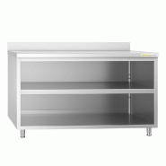 Meuble bas inox ouvert 2000x600 mm adossée PREMIUM - GOLDINOX - gris inox 3701770813315