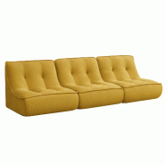 Oviala Business Lot de 3 fauteuils modulable en velours 240 x 90 x 70 cm jaune - jaune polyester 115735