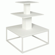 Présentoir 3 niveaux base métal blanc Vertigo blanc 90x90x117cm