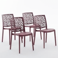 RATTATAN Set 4 Chaises en polypropylène avec fibre de verre empilables pour extérieur et jardin, bar et restaurant, cuisine design moderne - ANNA - RATTATAN Set 4 Chaises en polypropylène avec fibre de verre empilables pour extérieur et jardin, bar et restaurant, cuisine design moderne - ANNA -