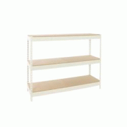 SimonRack Étagère Industrielle, 2000x2400x750 3 Niveaux en bois, Étagère Charge Lourde, blanc/bois -Simonforte - blanc métal 8425437153426 SimonRack Étagère Industrielle, 2000x2400x750 3 Niveaux en bois, Étagère Charge Lourde, blanc/bois -Simonforte - blanc métal 8425437153426