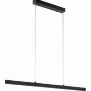 Suspension LED série 6998 en aluminium noir, 48 W, 3648 lm, température de couleur sélectionnable, variateur, diffuseur satiné, 121,6 cm - Perenz