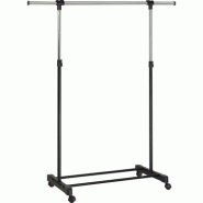 Unilux Extend Vestiaire Portant de Vêtements Mobile avec Barre télescopique réglable hauteur et longueur 166 x 150 x 42 cm Chrome/Noir - 400074533