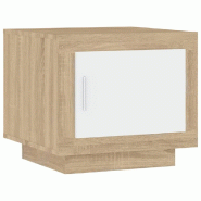 VidaXL Table basse blanc et chêne sonoma 51x50x45 cm bois d'ingénierie Modèle Ambiance Élite - 811804
