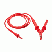 CHAUVIN ARNOUX - Cordon haute tension 5kV - Pince crocodile isolée - Rouge - 3 mètres